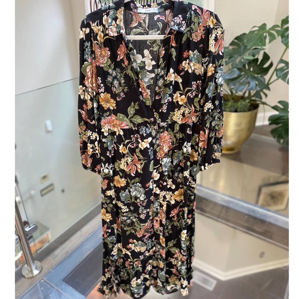 MANGO Floral Print Long Dress